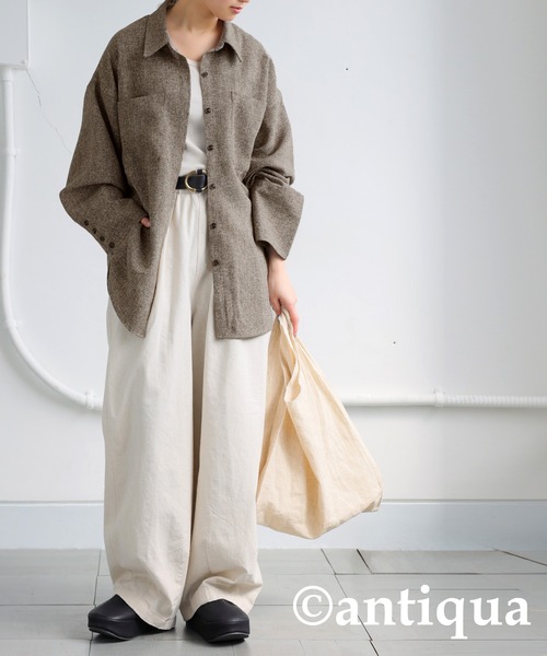 antiqua(アンティカ)の「サマーツイードシャツ(シャツ/ブラウス・レディース・ブラック/ブラウン/アイボリー・ONESIZE)」の13枚目の写真