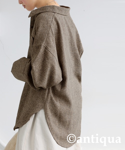 antiqua(アンティカ)の「サマーツイードシャツ(シャツ/ブラウス・レディース・ブラック/ブラウン/アイボリー・ONESIZE)」の14枚目の写真