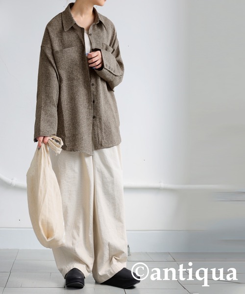 antiqua(アンティカ)の「サマーツイードシャツ(シャツ/ブラウス・レディース・ブラック/ブラウン/アイボリー・ONESIZE)」の15枚目の写真