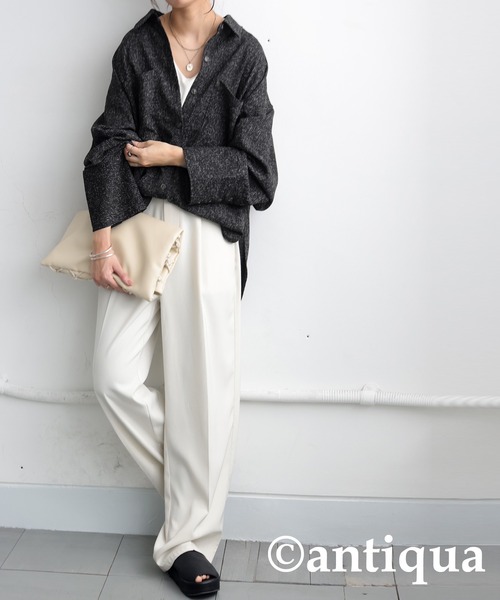 antiqua(アンティカ)の「サマーツイードシャツ(シャツ/ブラウス・レディース・ブラック/ブラウン/アイボリー・ONESIZE)」の8枚目の写真