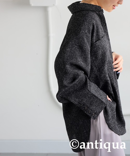 antiqua(アンティカ)の「サマーツイードシャツ(シャツ/ブラウス・レディース・ブラック/ブラウン/アイボリー・ONESIZE)」の9枚目の写真