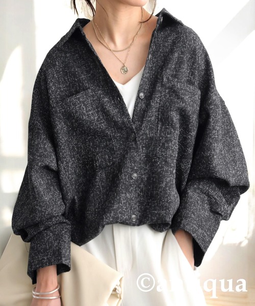 antiqua(アンティカ)の「サマーツイードシャツ(シャツ/ブラウス・レディース・ブラック/ブラウン/アイボリー・ONESIZE)」の12枚目の写真