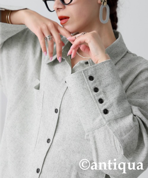 antiqua(アンティカ)の「サマーツイードシャツ(シャツ/ブラウス・レディース・ブラック/ブラウン/アイボリー・ONESIZE)」の5枚目の写真