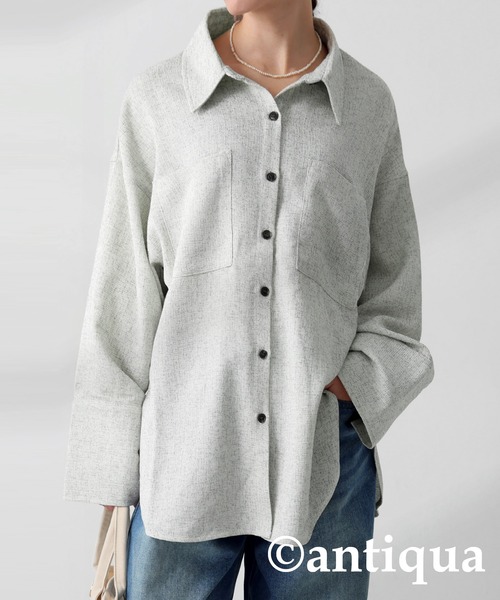 antiqua(アンティカ)の「サマーツイードシャツ(シャツ/ブラウス・レディース・ブラック/ブラウン/アイボリー・ONESIZE)」の7枚目の写真