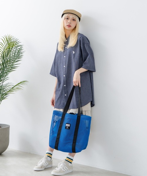 DISCUS（ディスカス）の「【DISCUS/ディスカス】メッシュトートバッグ（トートバッグ・レディース・ブルー/グレー/カーキ/ブラック/パープル・FREE）」の18枚目の写真