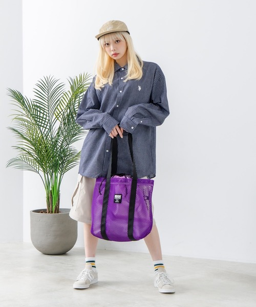 DISCUS（ディスカス）の「【DISCUS/ディスカス】メッシュトートバッグ（トートバッグ・レディース・ブルー/グレー/カーキ/ブラック/パープル・FREE）」の10枚目の写真