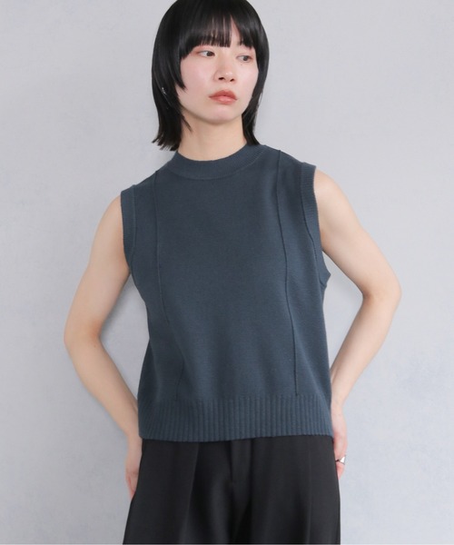cheriella(シェリエラ)の「【cheriella】ライン切り替えノースリーブニット LINE SWITCH SLEEVELESS KNIT(ニット/セーター・レディース・ブルー系その他/キナリ/ブラック・M)」の8枚目の写真