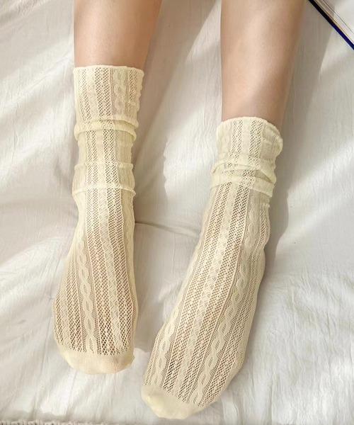 IRADOWL（アイラドール）の「レースソックス（ソックス/靴下・レディース・ブラック/アイボリー・FREE）」の2枚目の写真