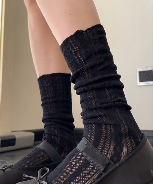 IRADOWL（アイラドール）の「レースソックス（ソックス/靴下・レディース・ブラック/アイボリー・FREE）」の3枚目の写真