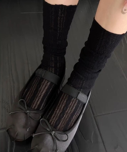 IRADOWL（アイラドール）の「レースソックス（ソックス/靴下・レディース・ブラック/アイボリー・FREE）」の5枚目の写真