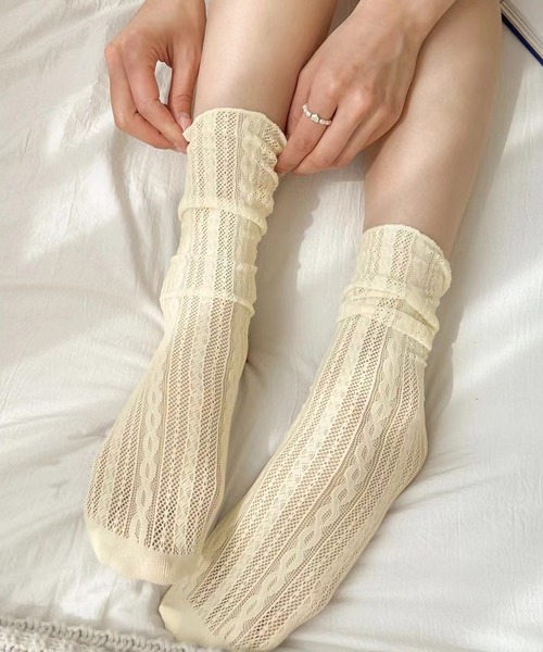 IRADOWL（アイラドール）の「レースソックス（ソックス/靴下・レディース・ブラック/アイボリー・FREE）」の8枚目の写真