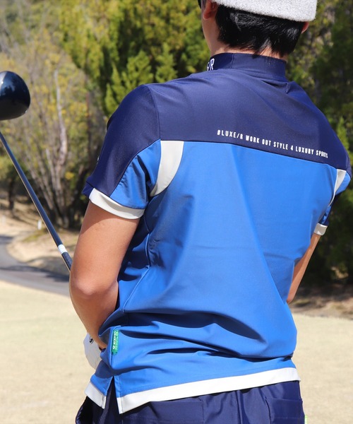 RM)【LUXE/R GOLF】COOL & DRY ストレッチ スムース バイカラー