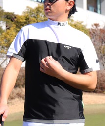 (RM)【LUXE/R GOLF】COOL & DRY ストレッチ スムース バイカラー モックネック Tシャツ