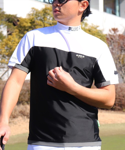 RM)【LUXE/R GOLF】COOL & DRY ストレッチ スムース バイカラー