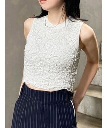 ラメジャガードニットタンク