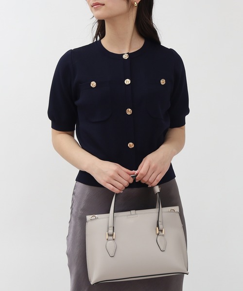 TRUDEA（トルディア）の「スポンディッシュ半袖カーディガン(無地・配色)（カーディガン/ボレロ・レディース・ネイビー/ホワイト/ピンク/レッド/ホワイト×ネイビー/ライトグレー/アイボリー/ブラック/その他/ブラウン/チャコールグレー/ワイン・MEDIUM/LARGE）」の8枚目の写真