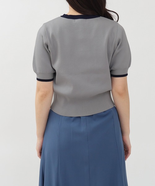 TRUDEA（トルディア）の「スポンディッシュ半袖カーディガン(無地・配色)（カーディガン/ボレロ・レディース・ネイビー/ホワイト/ピンク/レッド/ホワイト×ネイビー/ライトグレー/アイボリー/ブラック/その他/ブラウン/チャコールグレー/ワイン・MEDIUM/LARGE）」の18枚目の写真