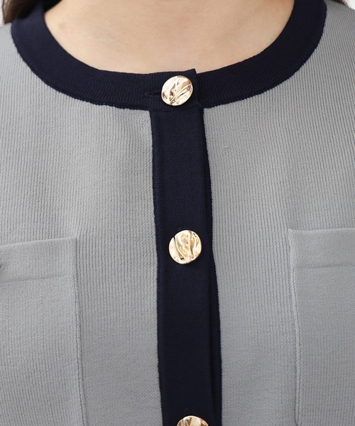 TRUDEA（トルディア）の「スポンディッシュ半袖カーディガン(無地・配色)（カーディガン/ボレロ・レディース・ネイビー/ホワイト/ピンク/レッド/ホワイト×ネイビー/ライトグレー/アイボリー/ブラック/その他/ブラウン/チャコールグレー/ワイン・MEDIUM/LARGE）」の19枚目の写真