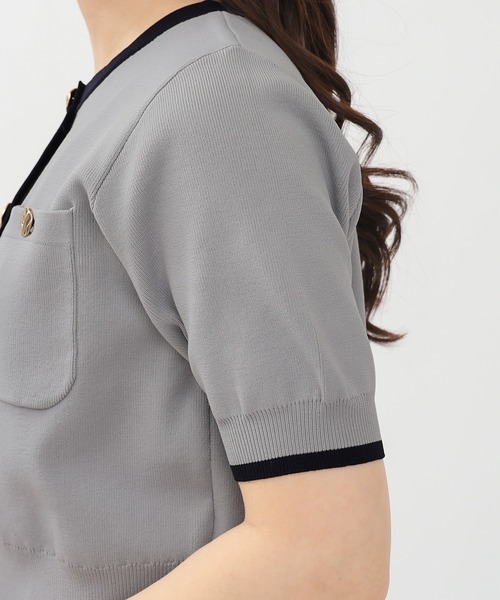 TRUDEA（トルディア）の「スポンディッシュ半袖カーディガン(無地・配色)（カーディガン/ボレロ・レディース・ネイビー/ホワイト/ピンク/レッド/ホワイト×ネイビー/ライトグレー/アイボリー/ブラック/その他/ブラウン/チャコールグレー/ワイン・MEDIUM/LARGE）」の20枚目の写真