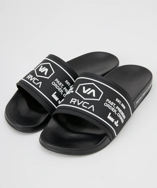 RVCA(ルーカ)の「RVCA メンズ CHAINMAIL SHOWER SLIDE ファッションサンダル 【2025年春夏モデル】/ルーカスライドサンダル・シャワサン(シャワーサンダル)(サンダル・メンズ・ブラック系その他/ブラック/ブラック×ホワイト/オレンジ・10/9/8)」の2枚目の写真