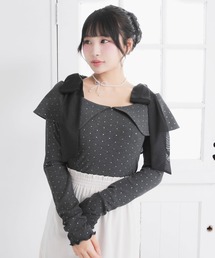 DearMyLoveRose | ビッグカラーオフショルリボンカットトップス(Tシャツ/カットソー)