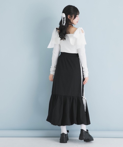 DearMyLoveRose（ディアマイラブローズ）の「ビッグカラーオフショルリボンカットトップス（Tシャツ/カットソー・レディース・アイボリー/ベビーピンク/ブラック/グレー・SMALL/MEDIUM/LARGE/LL/3L）」の11枚目の写真