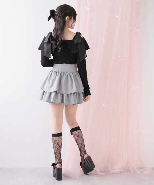 DearMyLoveRose（ディアマイラブローズ）の「ビッグカラーオフショルリボンカットトップス（Tシャツ/カットソー・レディース・アイボリー/ベビーピンク/ブラック/グレー・SMALL/MEDIUM/LARGE/LL/3L）」の8枚目の写真