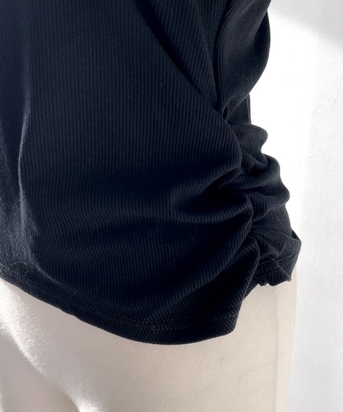 DearMyLoveRose（ディアマイラブローズ）の「ビッグカラーオフショルリボンカットトップス（Tシャツ/カットソー・レディース・アイボリー/ベビーピンク/ブラック/グレー・SMALL/MEDIUM/LARGE/LL/3L）」の20枚目の写真