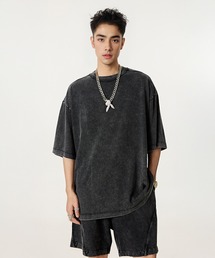 【セットアップ対応】ケミカルウォッシュラインパイピングTシャツ