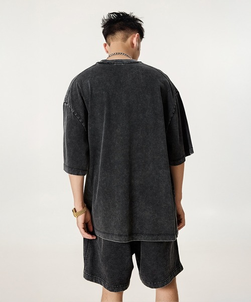 CORPUS TOKYO（コーパス トーキョー）の「【セットアップ対応】ケミカルウォッシュラインパイピングTシャツ（Tシャツ/カットソー・メンズ・グレー/ブラック/チャコールグレー・1/2/3）」の11枚目の写真
