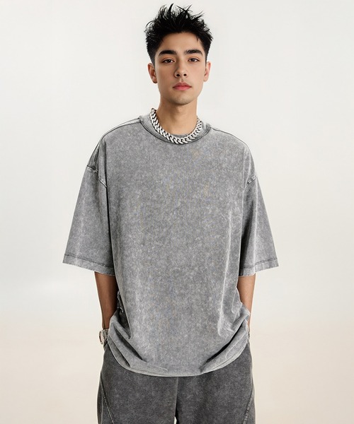 CORPUS TOKYO（コーパス トーキョー）の「【セットアップ対応】ケミカルウォッシュラインパイピングTシャツ（Tシャツ/カットソー・メンズ・グレー/ブラック/チャコールグレー・1/2/3）」の22枚目の写真
