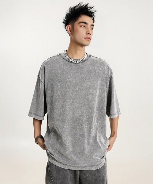 CORPUS TOKYO（コーパス トーキョー）の「【セットアップ対応】ケミカルウォッシュラインパイピングTシャツ（Tシャツ/カットソー・メンズ・グレー/ブラック/チャコールグレー・1/2/3）」の21枚目の写真