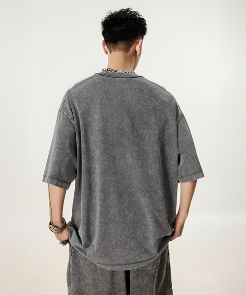CORPUS TOKYO（コーパス トーキョー）の「【セットアップ対応】ケミカルウォッシュラインパイピングTシャツ（Tシャツ/カットソー・メンズ・グレー/ブラック/チャコールグレー・1/2/3）」の17枚目の写真