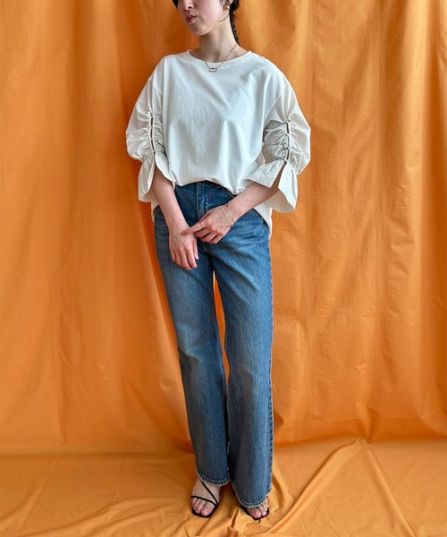 LHELBIE（レルビエ）の「ブラウススリーブトップス（Tシャツ/カットソー・レディース・ブラック/オフホワイト/ブルー・M）」の16枚目の写真