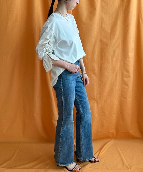 LHELBIE（レルビエ）の「ブラウススリーブトップス（Tシャツ/カットソー・レディース・ブラック/オフホワイト/ブルー・M）」の17枚目の写真