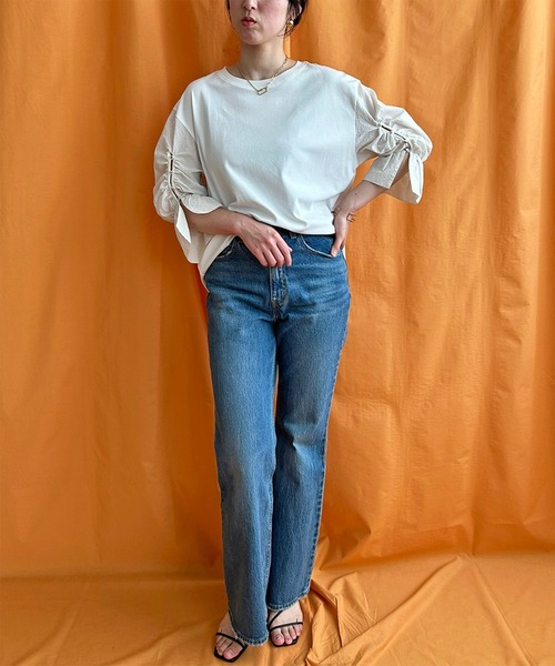 LHELBIE（レルビエ）の「ブラウススリーブトップス（Tシャツ/カットソー・レディース・ブラック/オフホワイト/ブルー・M）」の18枚目の写真