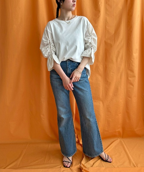 LHELBIE（レルビエ）の「ブラウススリーブトップス（Tシャツ/カットソー・レディース・ブラック/オフホワイト/ブルー・M）」の20枚目の写真