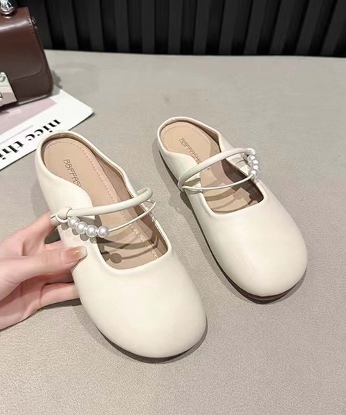 shoes365(シューズスリーシックスファイヴ)の「【shoes 365】パールデザインストラップミュールシューズ (SS)(スリッポン・レディース・オフホワイト/ベージュ・22.5cm/23.5cm/24.5cm/23.0cm/24.0cm/25.0cm)」の7枚目の写真