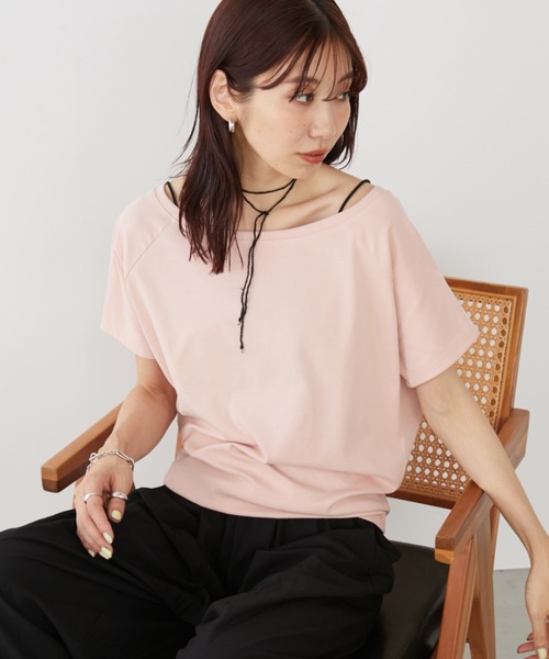 Auntie Rosa Holiday（アンティローザホリデー）の「オフショルラグランTEE（Tシャツ/カットソー・レディース・ピンク/オフホワイト/グレー/ブラック・FREE）」の5枚目の写真