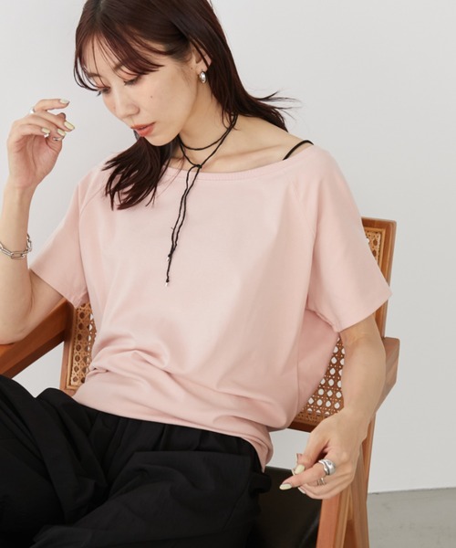 Auntie Rosa Holiday（アンティローザホリデー）の「オフショルラグランTEE（Tシャツ/カットソー・レディース・ピンク/オフホワイト/グレー/ブラック・FREE）」の6枚目の写真