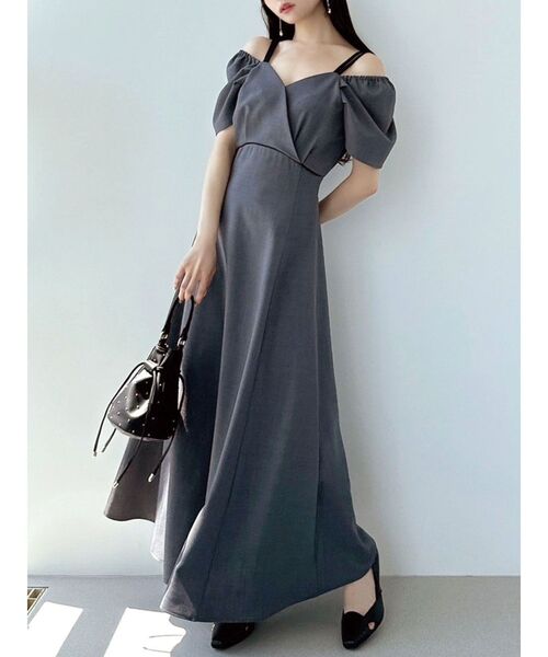 RESEXXY（リゼクシー）の「ダブルストラップフレアワンピース（ワンピース・レディース・アイボリー/ブラック/チャコールグレー/ブラウン・SMALL/MEDIUM）」の11枚目の写真