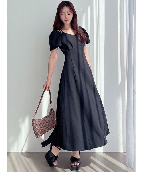 RESEXXY（リゼクシー）の「ダブルストラップフレアワンピース（ワンピース・レディース・アイボリー/ブラック/チャコールグレー/ブラウン・SMALL/MEDIUM）」の17枚目の写真