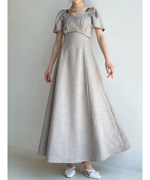 RESEXXY（リゼクシー）の「ダブルストラップフレアワンピース（ワンピース・レディース・アイボリー/ブラック/チャコールグレー/ブラウン・SMALL/MEDIUM）」の5枚目の写真