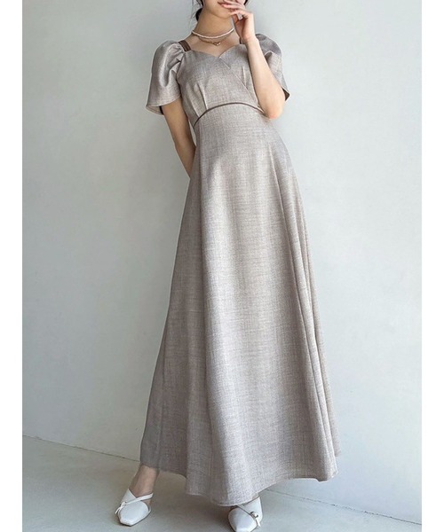 RESEXXY（リゼクシー）の「ダブルストラップフレアワンピース（ワンピース・レディース・アイボリー/ブラック/チャコールグレー/ブラウン・SMALL/MEDIUM）」の7枚目の写真