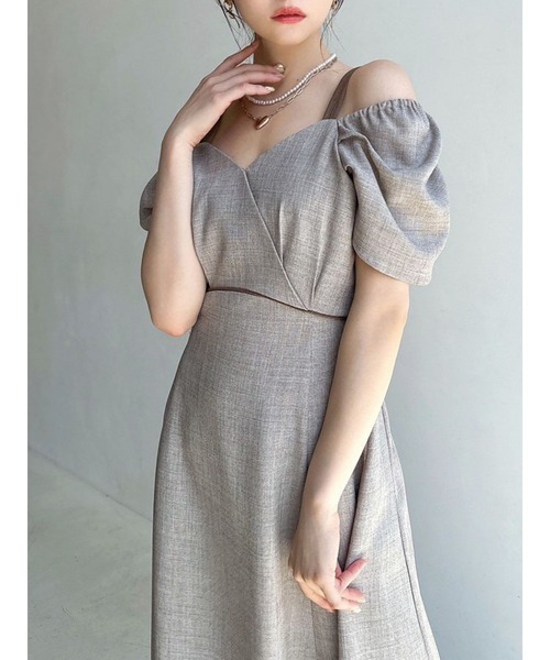 RESEXXY（リゼクシー）の「ダブルストラップフレアワンピース（ワンピース・レディース・アイボリー/ブラック/チャコールグレー/ブラウン・SMALL/MEDIUM）」の9枚目の写真