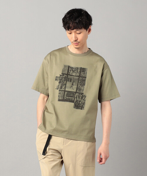 β MEN(ベータメン)の「窓柄プリント Tシャツ(Tシャツ/カットソー・メンズ・カーキ/アイボリー・M/L)」の2枚目の写真