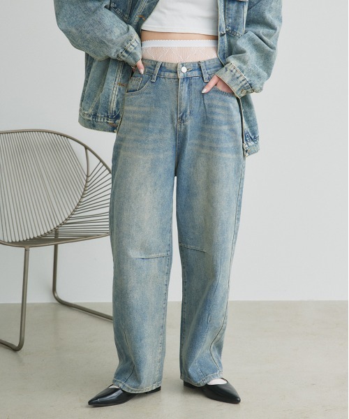 ad thie(アドティエ)の「ルーズシルエット カーブデニムパンツ(デニムパンツ・レディース・ブルー・MEDIUM/LARGE)」の12枚目の写真