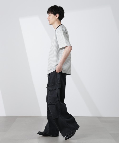 NANO universe(ナノユニバース)の「ビッグポケットデニムワイドカーゴパンツ(カーゴパンツ・メンズ・ブラック/ブルー・L/M/S)」の8枚目の写真