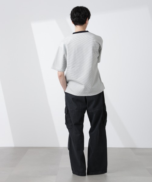 NANO universe(ナノユニバース)の「ビッグポケットデニムワイドカーゴパンツ(カーゴパンツ・メンズ・ブラック/ブルー・L/M/S)」の9枚目の写真