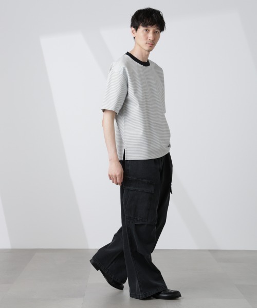 NANO universe(ナノユニバース)の「ビッグポケットデニムワイドカーゴパンツ(カーゴパンツ・メンズ・ブラック/ブルー・L/M/S)」の7枚目の写真